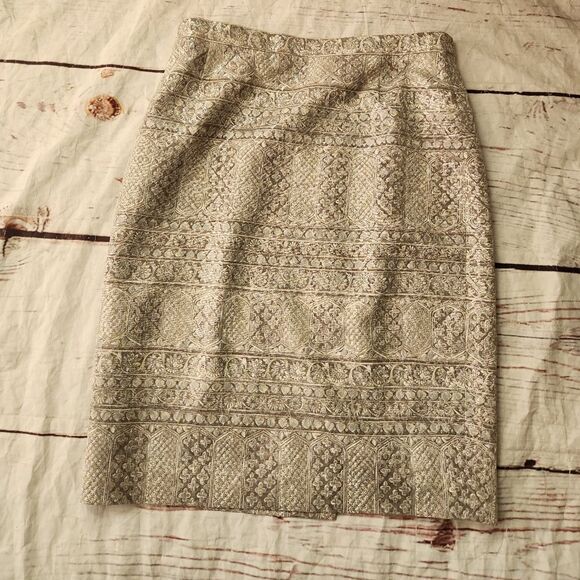 Vintage Escada Margaretha Ley Metallic Skirt Size 44/14 - Picture 1 of 4